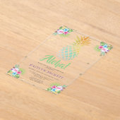 Tropische Waterverf Pineapple Birthday Luau Acryl Uitnodigingen (Laagn)