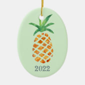 Tropische Waterverf Pineapple Green Keepomwille Ja Keramisch Ornament (Voorkant)