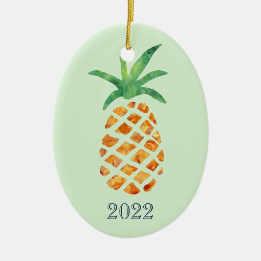 Tropische Waterverf Pineapple Green Keepomwille Ja Keramisch Ornament (Voorkant)