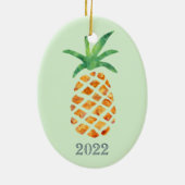 Tropische Waterverf Pineapple Green Keepomwille Ja Keramisch Ornament (Achterkant)