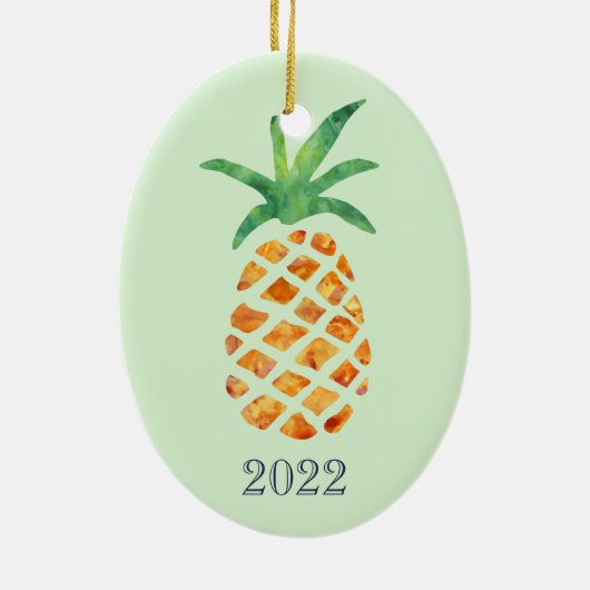 Tropische Waterverf Pineapple Green Keepomwille Ja Keramisch Ornament (Achterkant)