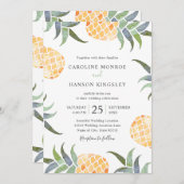 Tropische Waterverf Pineapple Summer Beach Weddens Kaart (Voorkant / Achterkant)