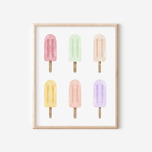 Tropische Waterverf Popsicle Collage Kunstprint Poster