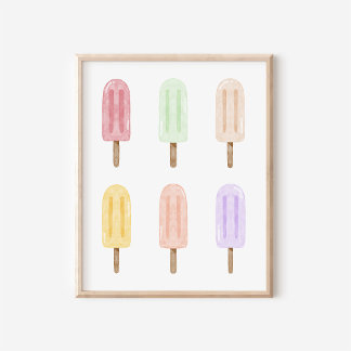 Tropische Waterverf Popsicle Collage Kunstprint Poster