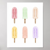 Tropische Waterverf Popsicle Collage Kunstprint Poster (Voorkant)