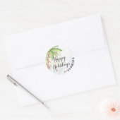 Tropische Waterverf Prettige feestdagen Ronde Sticker (Envelop)