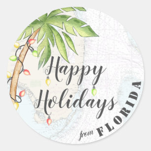 Tropische Waterverf Prettige feestdagen Ronde Sticker