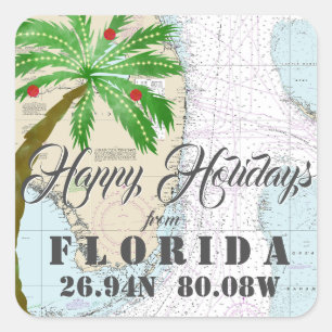 Tropische Waterverf Prettige feestdagen Vierkante Sticker