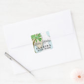Tropische Waterverf Prettige feestdagen Vierkante Sticker (Envelop)