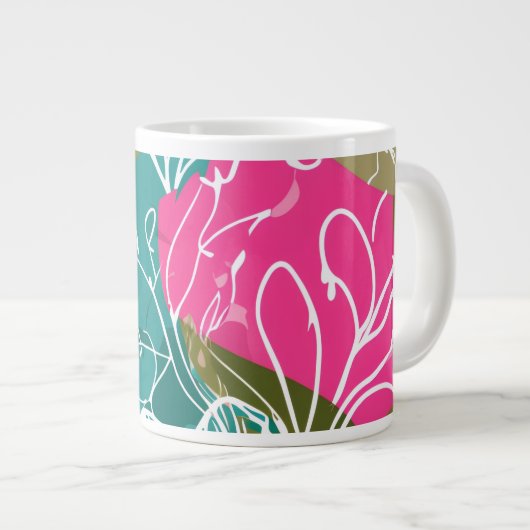 Tropische Waterverf Protea Flower Grote Koffiekop (Voorkant rechts)