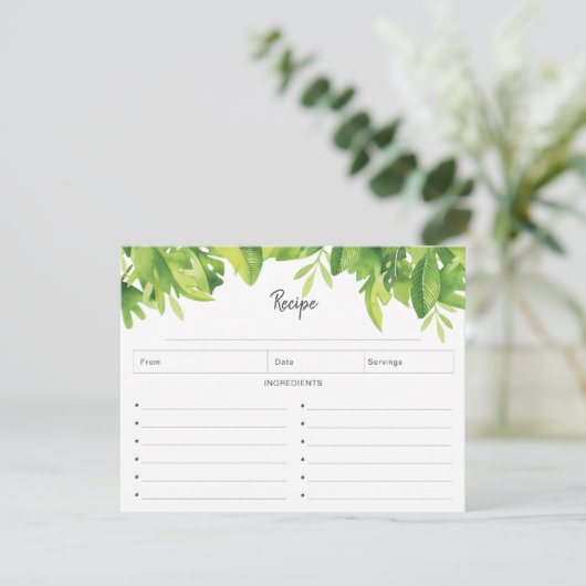 Tropische Waterverf Recipe Kaart (Staand voorkant)