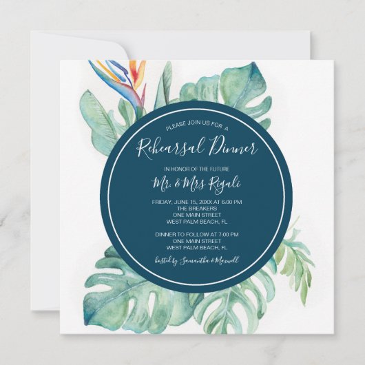 Tropische Waterverf repetitie diner uitnodiging (Voorkant)