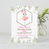 Tropische Waterverf Roze Flamingo Baby shower Kaart (Staand voorkant)
