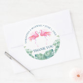 Tropische Waterverf Roze Flamingo Favors Ronde Sticker (Envelop)