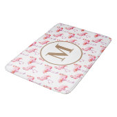 Tropische Waterverf Roze Flamingo | Gouden script Badmat (Gekanteld)