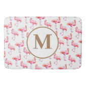 Tropische Waterverf Roze Flamingo | Gouden script Badmat (Voorkant)