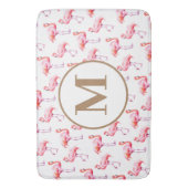 Tropische Waterverf Roze Flamingo | Gouden script Badmat (Voorkant Verticaal)