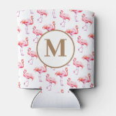 Tropische Waterverf Roze Flamingo Monogram Initiaa Blikjeskoeler (Achterkant)