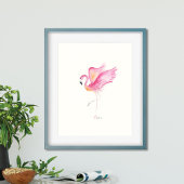 Tropische Waterverf Roze Flamingo Poster