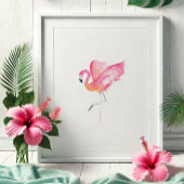 Tropische Waterverf Roze Flamingo Poster