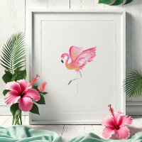 Tropische Waterverf Roze Flamingo