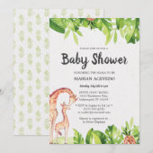Tropische Waterverf Safari Baby shower uitnodiging (Voorkant / Achterkant)