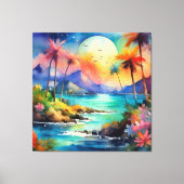 tropische waterverf scène puzzel canvas afdruk (Voorkant)