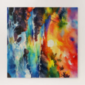 tropische waterverf scène puzzel legpuzzel (Horizontaal)