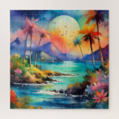 tropische waterverf scène puzzel legpuzzel (Verticaal)