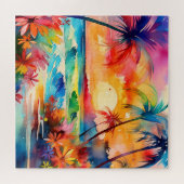 tropische waterverf scène puzzel legpuzzel (Horizontaal)