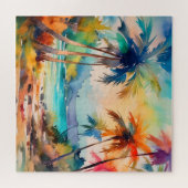 tropische waterverf scène puzzel legpuzzel (Horizontaal)