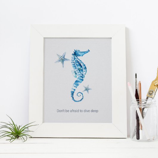 Tropische Waterverf Seahorse Motivatie Poster
