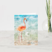 Tropische Waterverf Seashore Flamingo Dank u Kaart (Voorkant)