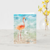 Tropische Waterverf Seashore Flamingo Dank u Kaart (Gele Bloem)