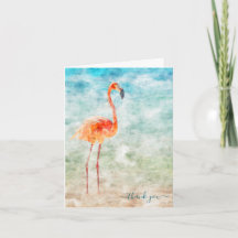 Tropische Waterverf Seashore Flamingo Dank u