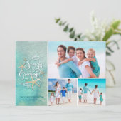 Tropische Waterverf SEAsons Greetings | Stripes Feestdagenkaart (Staand voorkant)