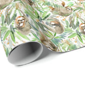 Tropische Waterverf Slotpatroon Cadeaupapier (Rol Hoek)