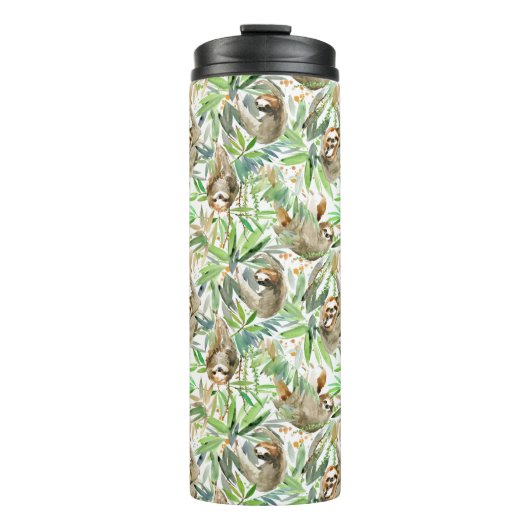 Tropische Waterverf Slotpatroon Thermosbeker (Voorkant)