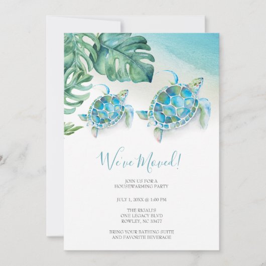 Tropische Waterverf Strand Housewarming Party Kaart (Voorkant)