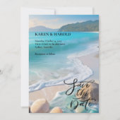 Tropische Waterverf Strand oceaan Save the date Kaart (Voorkant)