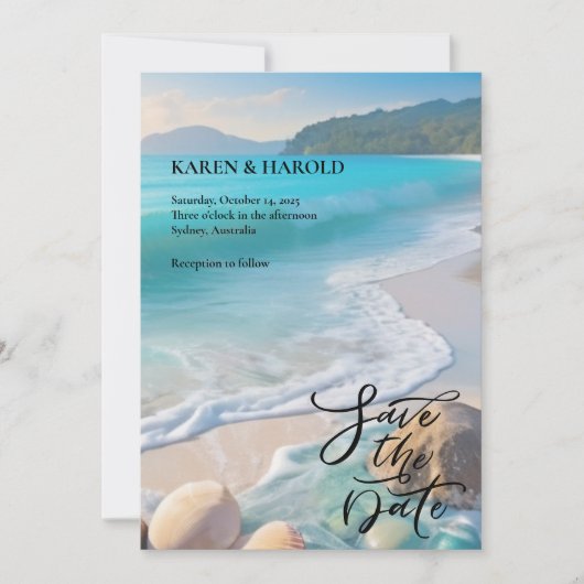 Tropische Waterverf Strand oceaan Save the date Kaart (Voorkant)