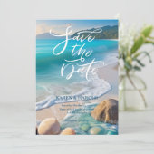 Tropische Waterverf Strand oceaan Save the date Kaart (Staand voorkant)