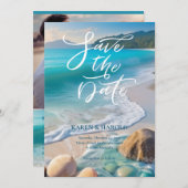 Tropische Waterverf Strand oceaan Save the date Kaart (Voorkant / Achterkant)