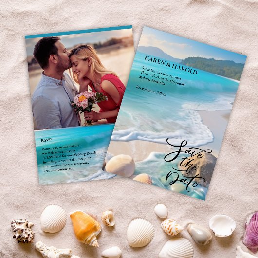 Tropische Waterverf Strand oceaan Save the date Kaart