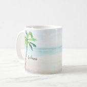 tropische Waterverf strandpalmboom Koffiemok (Voorkant links)