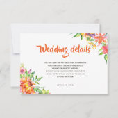Tropische Waterverf Summer Wedding Details Kaart (Voorkant)