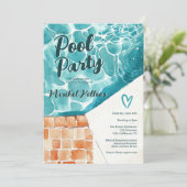 Tropische Waterverf Sweet 16 Pool Party Verjaardag Kaart (Staand voorkant)