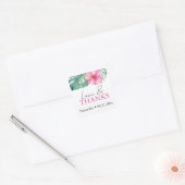 Tropische Waterverf Thema Roze Hibiscus Bloem Vierkante Sticker (Envelop)