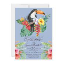 Tropische Waterverf Toucan & Hibiscus bruiloft