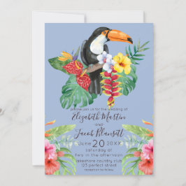 Tropische Waterverf Toucan & Hibiscus bruiloft Kaart